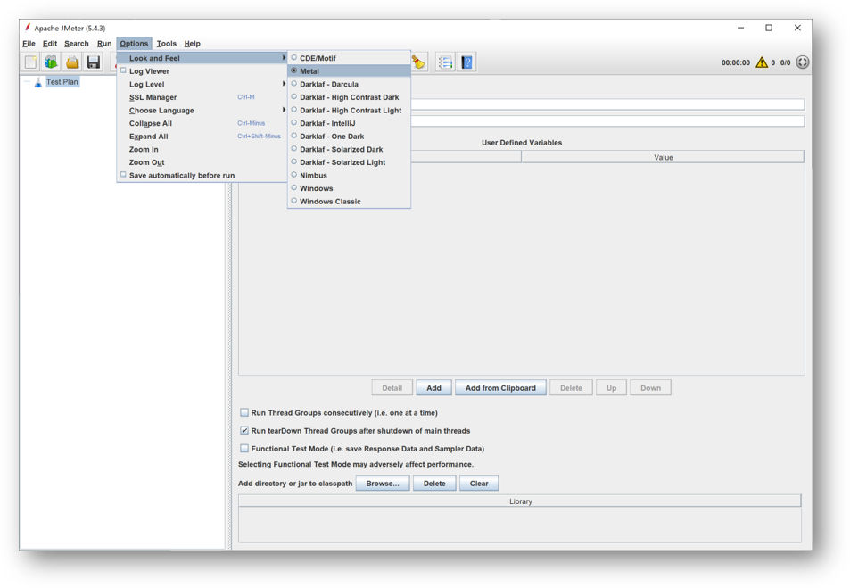 jmeter user interface metal theme